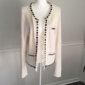 CAbi Gabrielle Sweater Cardigan Creme Size XL